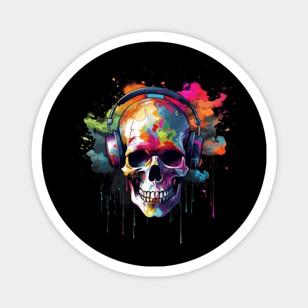 Skull Explosion Colorful Paint Cloud Graffiti Street Art Magnet by Brobocop